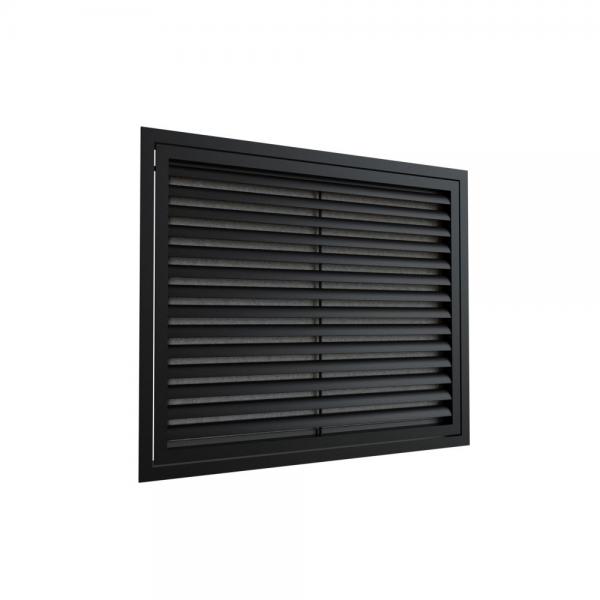 Photo Grille de reprise  ailettes droites 600x400 Noir mat | Ref : GRAD600X400NM