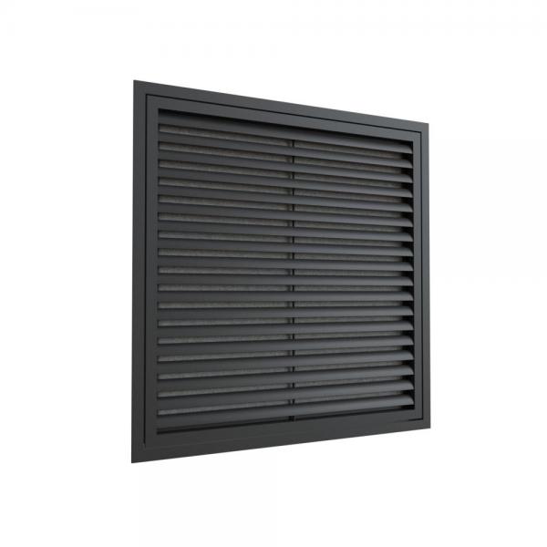 Photo Grille de reprise  ailettes droites 600x600 Anthracite | Ref : GRAD600X600AN