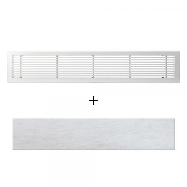 Photo Grille de reprise linaire 800x150 blanc mate avec filtre | Ref : GRL800X150