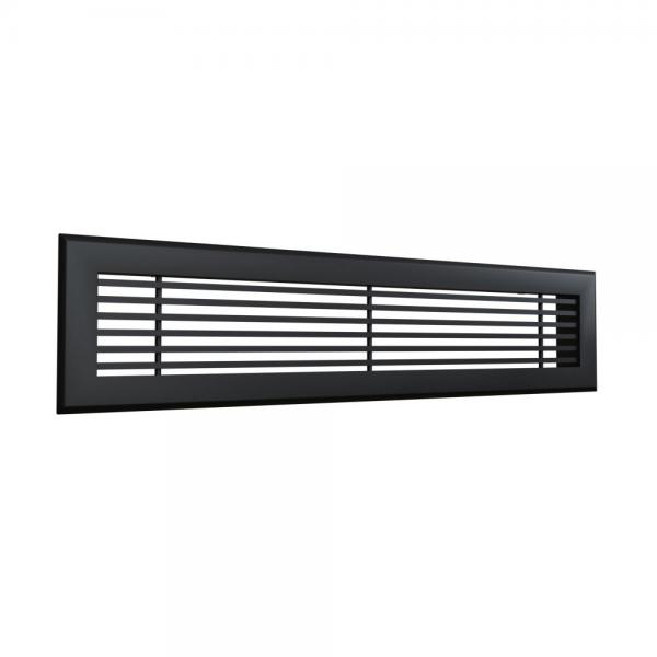 Photo Grille de soufflage linaire de 600x150 mm en aluminium Noir mat | Ref : GSL600X150NM