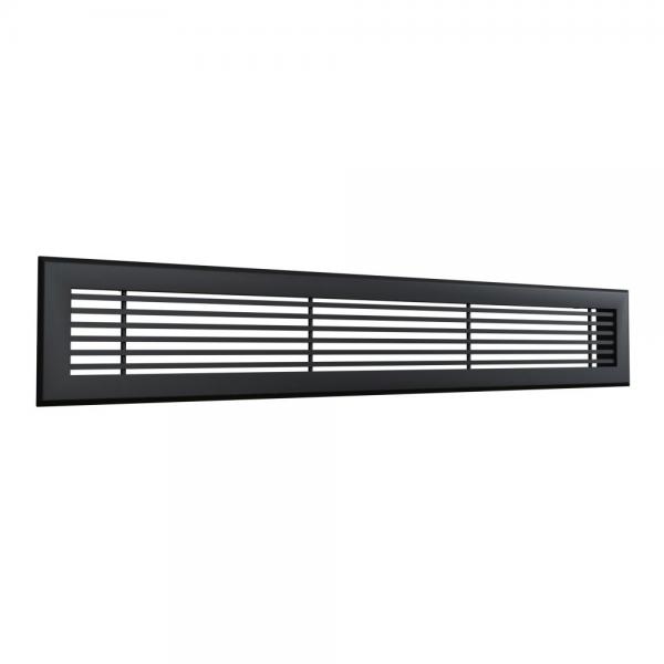 Photo Grille de soufflage linaire de 800x150 mm en aluminium Noir mat | Ref : GSL800X150NM
