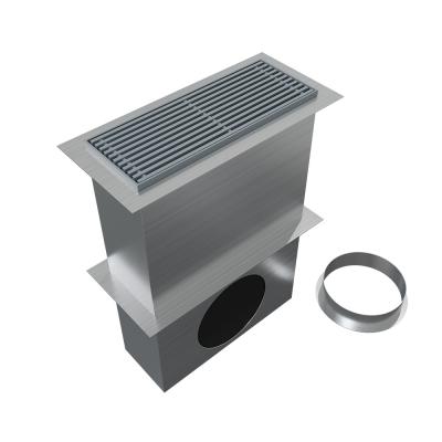 BAILLINDUSTRIE Grille de sol en aluminium laque gris de 400 x 150 mm avec plenum acier + filtre GSOL400X150