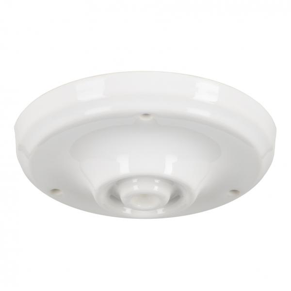 Photo BAI Rosace en Porcelaine Blanc 100x33mm avec serre-câble | Ref : 139707