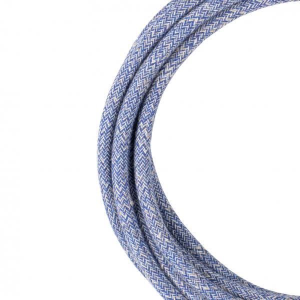 Photo BAI Câble Textile Tweed Bleu 3 mètres 2x0.75mm² Fil Électrique | Ref : 141771