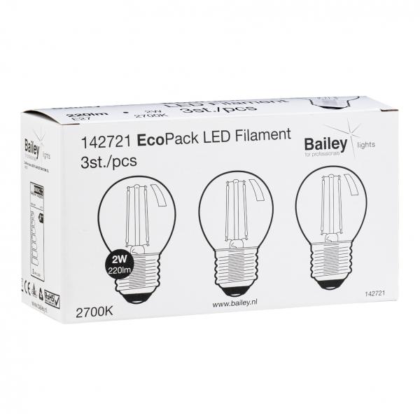 Photo BAI EcoPack 3pcs LED Filament Sphrique G45 E27 2W 2700K Clair 220lm (22W) 230V | Ref : 142721