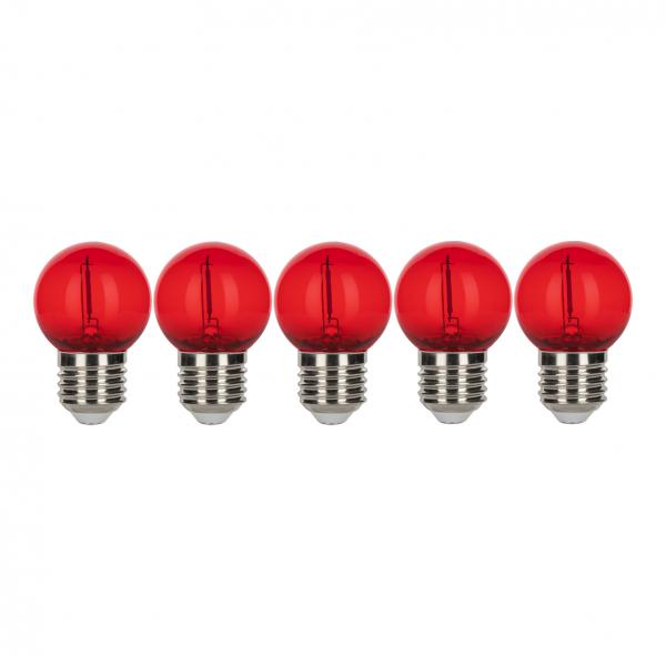 Photo BAI EcoPack 5pcs LED Party Bulb Filament Sphrique G45 E27 0.6W Rouge 12lm 230V | Ref : 143027