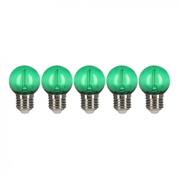 Photo BAI EcoPack 5pcs LED Party Bulb Filament Sphrique G45 E27 0.6W Vert 30lm 230V | Ref : 143028