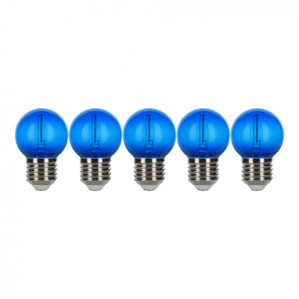 Photo BAI EcoPack 5pcs LED Party Bulb Filament Sphrique G45 E27 0.6W Bleu 5lm 230V | Ref : 143029