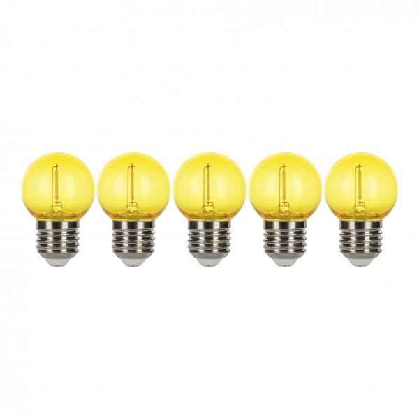 Photo BAI EcoPack 5pcs LED Party Bulb Filament Sphrique G45 E27 0.6W Jaune 35lm 230V | Ref : 143039