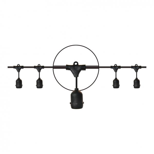 Photo BAI Guirlande suspension 15m Noir avec 15 douilles suspendues E27 Max 325W | Ref : 143417