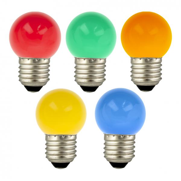 Photo BAI EcoPack 5pcs LED Party Bulb G45 E27 1W Multicolore Rouge, Vert, Bleu, Jaune | Ref : 143753