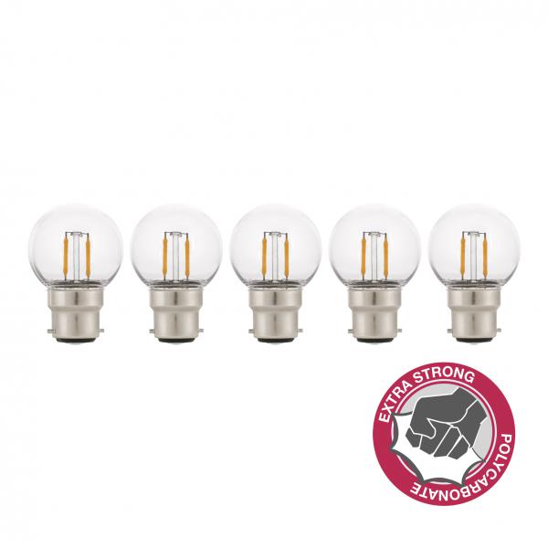 Photo BAI EcoPack 5pcs LED Filament Safe Sphérique G45 B22d 2W 2700K Clair 180lm (19W) | Ref : 144083