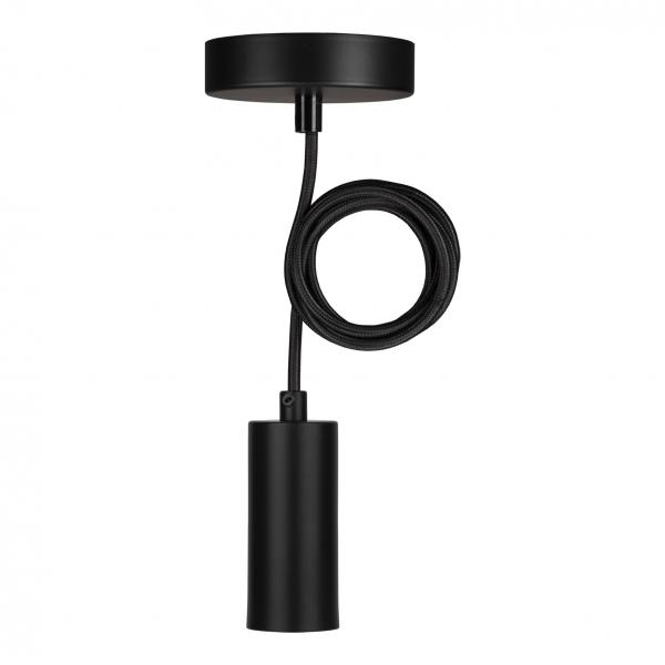 Photo BAI Lampe suspension Fuji E27 Noir avec 1.5M Câble Textile Noir 2x0.75mm² | Ref : 145020