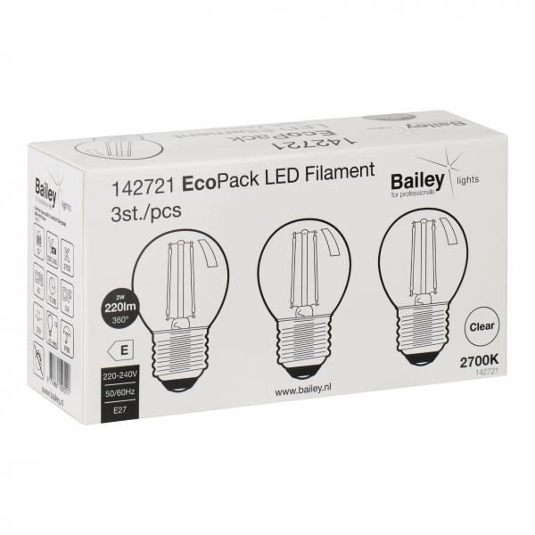 Vignette 2 produit BAI EcoPack 3pcs LED Filament Sphrique G45 E27 2W 2700K Clair 220lm (22W) 230V | Ref : 142721