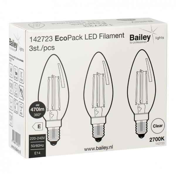 Vignette 2 produit BAI EcoPack 3pcs LED Filament Flamme C35 E14 4W 2700K Clair 470lm (40W) 230V | Ref : 142723