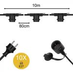 BAILEY ELECTRIC ET ELECTRONICS Bai guirlande  douilles 10m noir avec 10x e27 max 25w par douille ip44 classe 2 141336