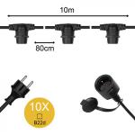 BAILEY ELECTRIC ET ELECTRONICS Bai guirlande  douilles 10m noir avec 10x b22d max 25w par douille ip44 141375
