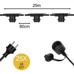 BAILEY ELECTRIC ET ELECTRONICS Bai guirlande 25m noire 25 douilles e27 - rallongeable max 325w ip44 classe 2 142610