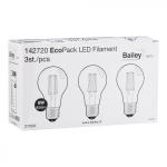 BAILEY ELECTRIC ET ELECTRONICS Bai ecopack 3pcs led filament standard a60 e27 6w 2700k clair 806lm (60w) 230v 142720
