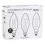 BAILEY ELECTRIC ET ELECTRONICS Bai ecopack 3pcs led filament flamme c35 e14 2w 2700k clair 220lm (22w) 230v 142722