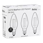 BAILEY ELECTRIC ET ELECTRONICS Bai ecopack 3pcs led filament flamme c35 e14 4w 2700k clair 470lm (40w) 230v 142723