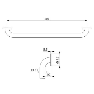 Photo Barre dappui Basic diam 32 L.600 epoxy | Ref : 350506W