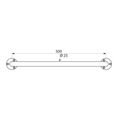 Photo Barre d'appui ECO 25 L.500 Inox poli br | Ref : 532