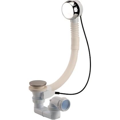 Photo Vidage de baignoire  cble, avec siphon articul, volant ABS chrom | Ref : 0203577