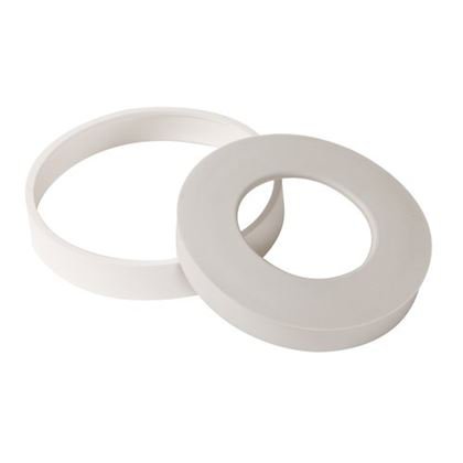 Photo Ensemble joint-bague pour pipe de WC, PVC blanc, sorties Ø DM 85/107 | Ref : BJWC3