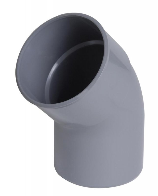 Photo Coude  140 mm, mle-femelle  45,  coller, gris, en PVC | Ref : CY4