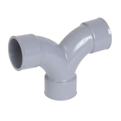 Photo Coude double parallèle, Ø 32 GR, femelle-femelle à 87°30, à coller, gris, en PVC | Ref : OF88