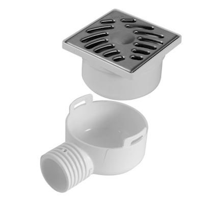 Photo Siphonnette de douche avec grille carrée 10x10 mm en inox | Ref : SIHJ10IH