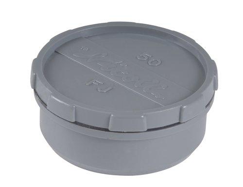 Photo Tampon de visite avec bouchon,  50 mm, mle-femelle,  coller, gris, en PVC | Ref : FJ