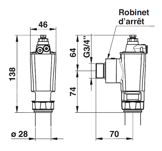 Vignette 2 produit Robinet de chasse temporise seul P1000XL | Ref : 14220