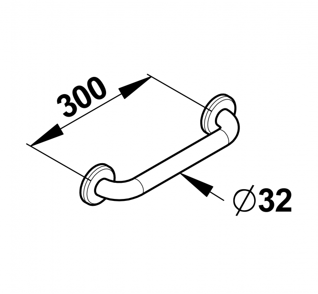 Vignette 2 produit Barre droite 30 cm inox bross 32mm | Ref : 60311