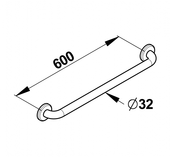 Vignette 2 produit Barre droite 600mm inox 32mm | Ref : 60317