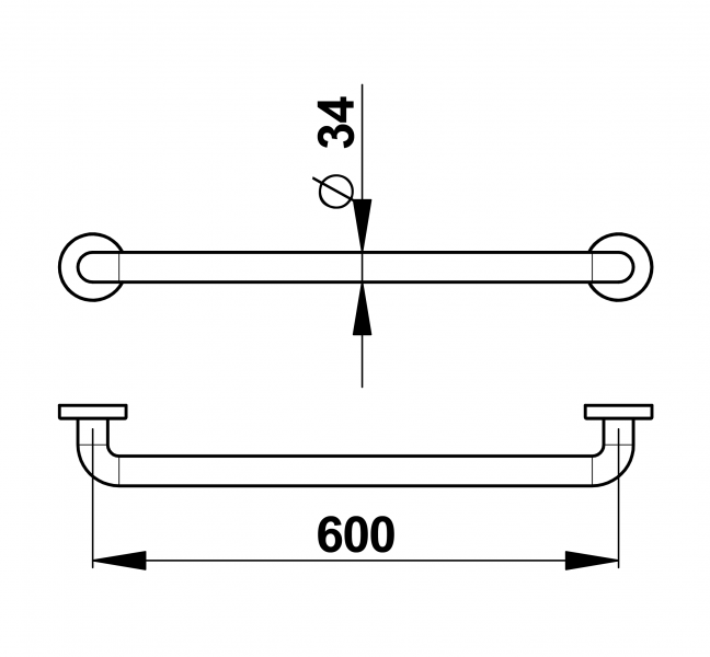 Vignette 2 produit Barre droite 600 mm alu abs | Ref : 60453