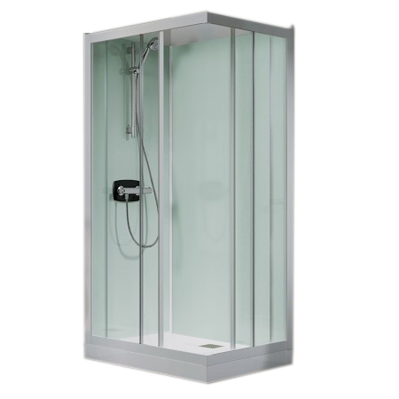 Photo Cabine Kineprime Glass 90. ouverture coulissante. receveur 9 cm. robinetterie mécanique | Ref : CA702MTN