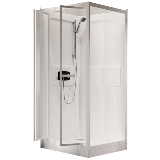 Photo Cabine Kineprime 80. ouverture 2 portes pivotantes. verre transparent. receveur receveur 9 cm. robinetterie thermostatique | Ref : CA592TTN