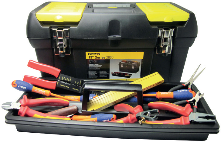 Caisse complète avec outils d'électricien (123 outils)