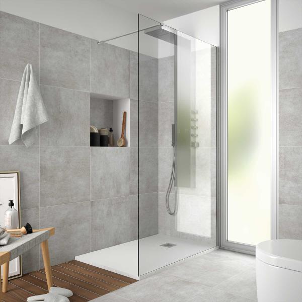 Photo Paroi de douche HEAVEN walk-in Paillettes Transparentes 970 - 980 x 1950 mm | Ref : 21711