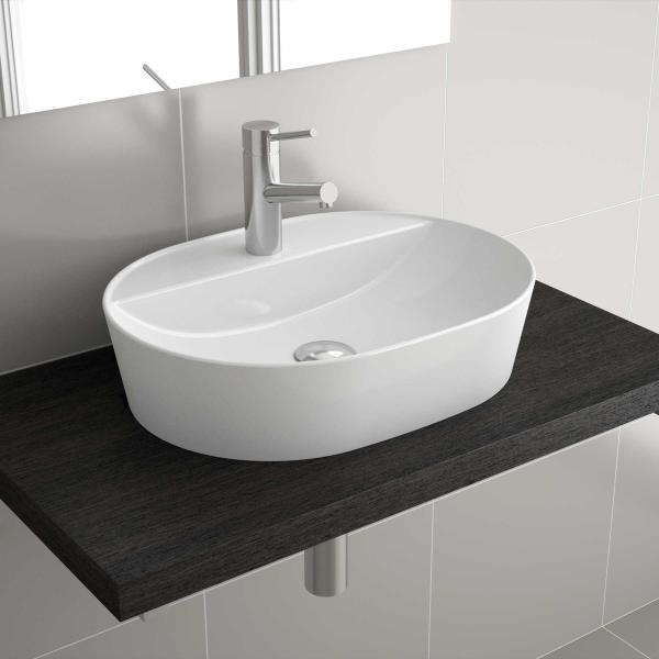 Photo Vasque à poser VARMEGA 515 EN PORCELAINE BLANCHE 500 x 385 x 120 mm | Ref : 24553