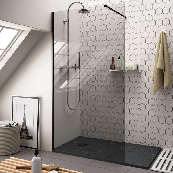 Photo Paroi de douche BLACK HEAVEN walk-in Fum 800 - 1000 x 1950 mm | Ref : 26359