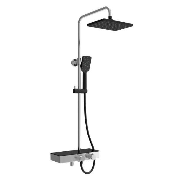 Photo Ensemble de douche QUEBEC Ensemble de avec thermostatique CHROME/NOIR | Ref : 26766