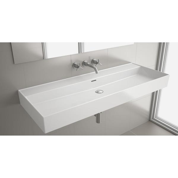 Photo Plan vasque VENETO 1210 PORCELAINE BLANCHE a vasque sans siphon. ni bonde de vid | Ref : 85912