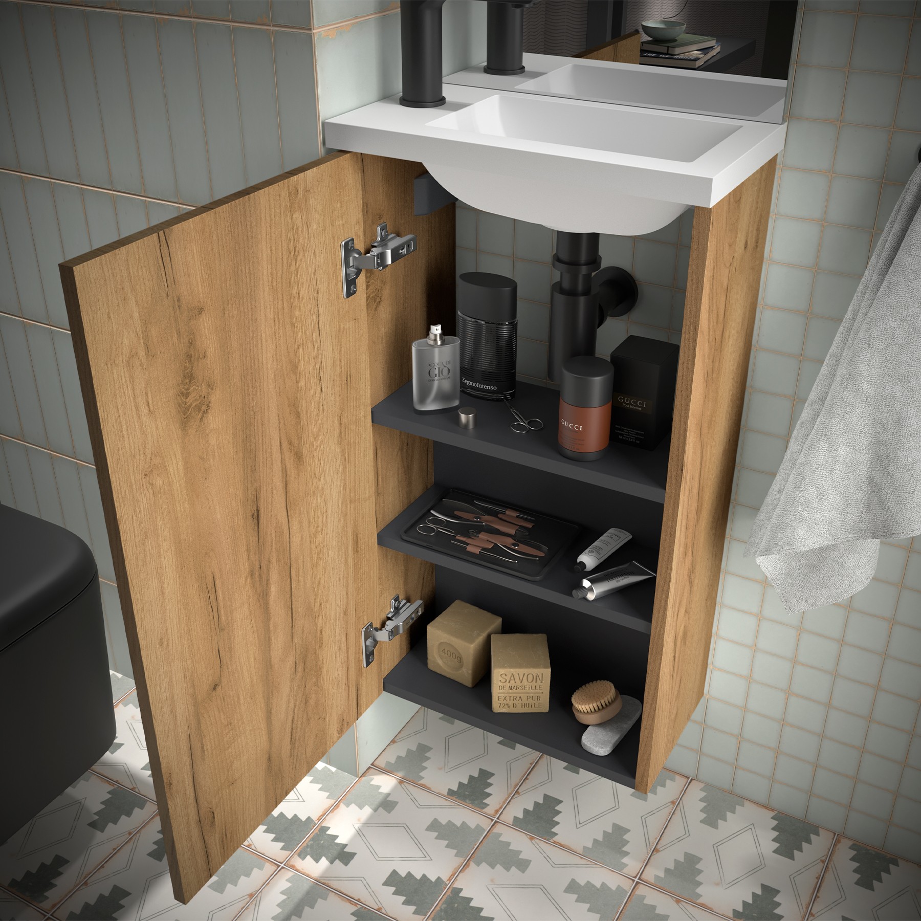 Vignette 2 produit Meuble salle de bain MARVILLE CHNE AFRICAIN | Ref : 106313
