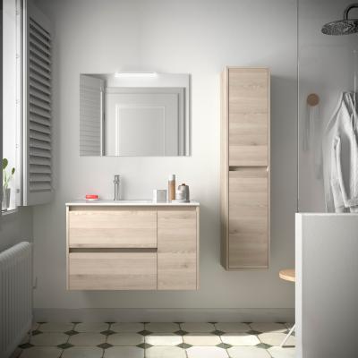 SALGAR Meuble salle de bain noja 850 2 tiroirs et 1 porte droite chne naturel vasque miroir applique 105405