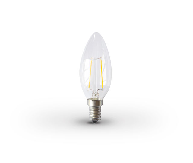 Photo AMPOULE LED BOUGIE E14 3W FILAMENT CHAUD | Ref : 2EL-C-E14-3W-W-FIL