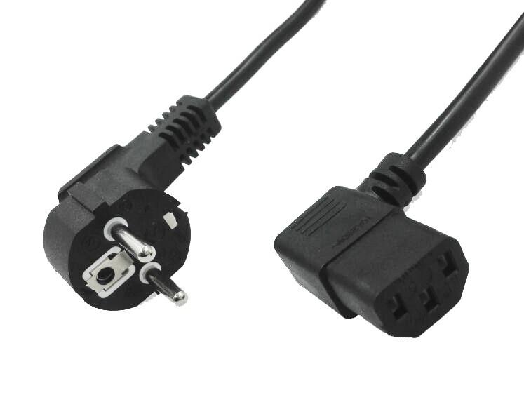 Photo Cordon secteur 2P T coudé / C13 coudé - 3x1mm² - 1.5 m | Ref : 2020275