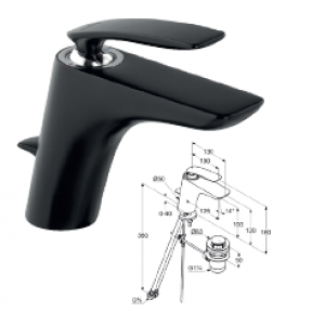 KLUDI ARMATUREN Balance mitigeur de lav. chrome/noir 520268775